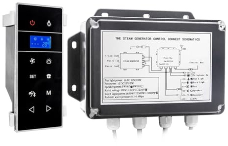 Generador De Vapor De Ducha De 3KW, Vapor Húmedo For Sauna Con Ajuste De Tiempo Y Temperatura, Resistente Al Agua IPX4 Calefacción Eficiente(VS-9007B-3KW-BP)