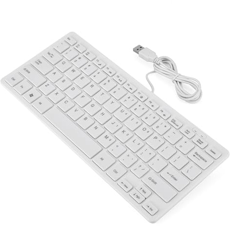 HERCHR Clavier Filaire pour fenêtre Plug and Play 78 Touches USB Mini Clavier Filaire Petit Mince pour Ordinateur de Bureau Ordinateur Portable (Blanche)