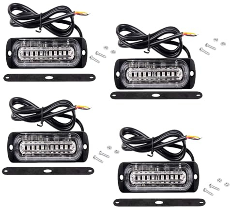 Riloer Luces estroboscópicas de emergencia, luz de baliza, 12 V-24 V, 18 W, impermeables, compatible con camiones, coches, furgonetas y vehículos de emergencia, luz roja y azul.