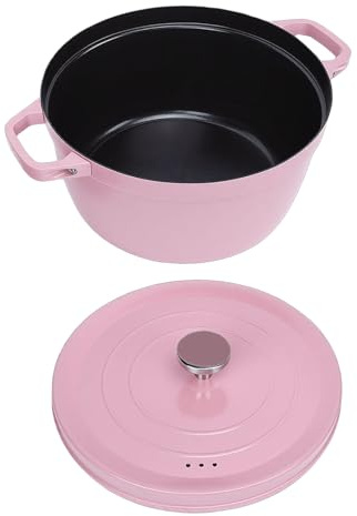 Smandy Olla de Horno Holandés, Olla Esmaltada de Diseño Ergonómico Antiadherente de Hierro Fundido con Tapa para Estofar, Cocinar Pan y Hornear