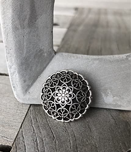 silber antik zart gemusterte Metall Knöpfe mit Öse 15mm, 18mm oder 23mm (10 Stück) (18mm)