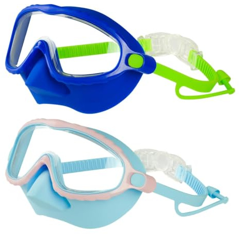 Barnens Simglasögon Med Nässkydd Dimfria Läckagesäkra Poolögonskydd | Barn dykgoggles med justerbara slagtåliga linser För åldrarna 4-15 pojke flicka ungdom snorkling dykning sjö flod hav sommar