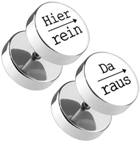 Piercingfaktor Ohrringe Ohrstecker Fake Piercing Ohr Plug Spruch Hier rein, Da raus