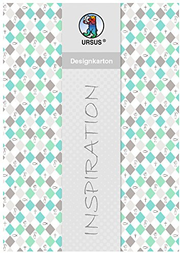 Ursus 62174601 - Designkarton Jesus Aqua, Raute, DIN A4, 200 g/qm, 5 Blatt mit Banderole, einseitig bedruckt, folienveredelt in silber, ideal für kreatives Basteln