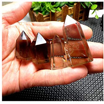 StoneStory Smoky Quartz Wands 6 Faceted Point Reiki Healing Crystal Pack of 2 (5-7cm)