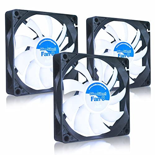 AABCOOLING Slim Silent Fan 8 - Leiser und effizienter 80 mm Gehäuselüfter mit 4 Anti-Vibrations-Pads, 15 mm Dicke, Ventilator 12 V, 13,9 dB(A), 27,45 m³/h - Sparpack 3 Stück
