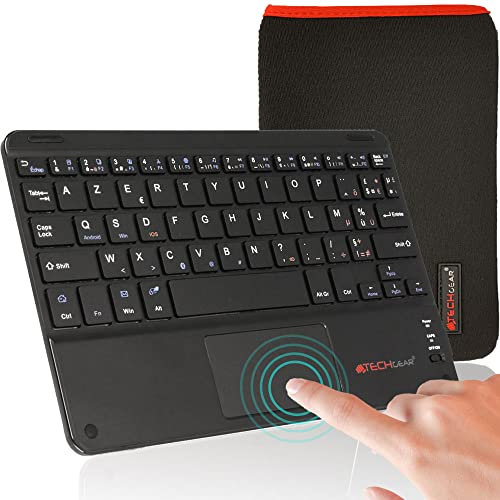 TECHGEAR Active Strike Pro Clavier AZERTY français sans fil Bluetooth avec souris Touchpad pour tablettes Android (+ étui de transport pour clavier)