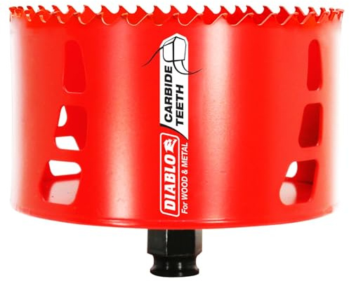 Diablo Carbide Teeth Hole Saw - Ideal for Cutting Wood, Metal, and Plastic with Precision and Durability - 4-1/2 Diameter, 2-3/8 Length - DHS4500CT