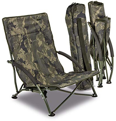 Solar Tackle - Undercover Adjustable Fishing and Camping Chair for Adults, Camouflage Heavy Duty Folding Low Portable Seat for Outdoor, Beach and Picnics, Carry Bag Included, 50x42x67cm