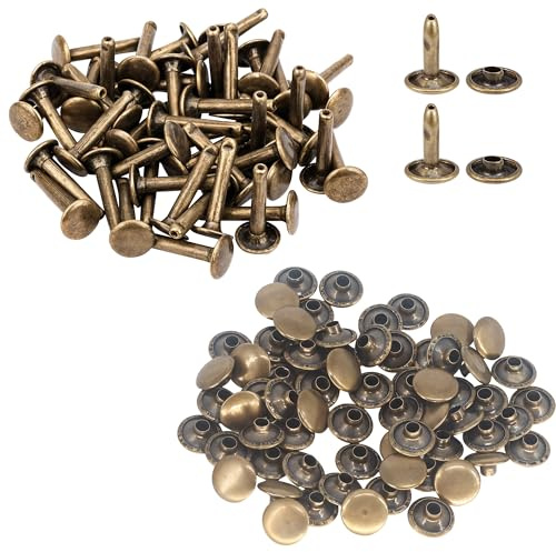 WedDecor Bronze, 50 Sets of 15mm Double Cap Rivets, Tubular Metal Studs for DIY Projects, Leather Crafting, Sewing & Clothing Repair - 15mm x 9mm Bronze Rivets for Crafts & Repairs | Tubular Metal Studs for Leathercraft, Sewing, Clothing Repair, DIY, Decoration, 15mm x 9mm