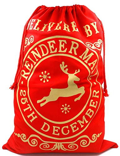 TRIXES Weihnachtsmannsack - Extra Groß Rot - Weihnachts-Rentier-Postsack mit Kordelzug - toller Geschenkbeutel-Sack - Geschenkverpackung - Großes Fassungsvermögen - für Weihnachtsgeschenke uvm