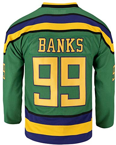 Youth Mighty Ducks Movie Shirts Ice Hockey Jersey (Medium, 99 Banks Green)