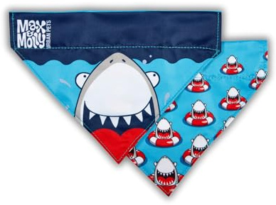 Max & Molly Wendehalstuch aus Stoff für Hunde und Katzen, um Bandana sicher an Ort und Stelle zu halten (Haie, Medium-Large)