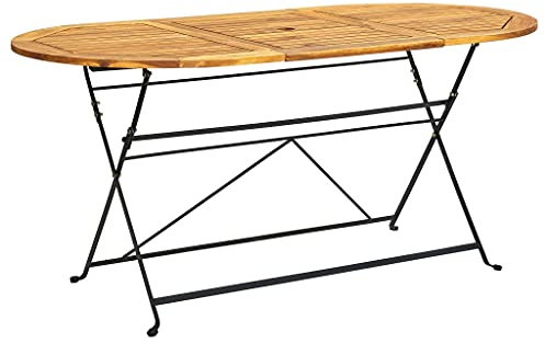 vidaXL Akazienholz Massiv Gartentisch Klappbar Terrassentisch Gartenmöbel Balkontisch Outdoor Tisch Garten Esstisch Klapptisch 160x85x74cm Oval