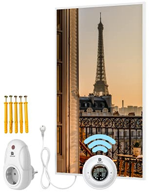 BR Bringer Bild Infrarotheizung mit Rahmen 800 Watt - Bildheizung mit UV Druck - 60x100x1,8cm - Paris, Frankreich