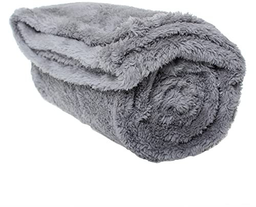 Soft Fluffy Fleece Blanket for Cats & Dogs | Warm Pet Throw | Machine Washable | Bed Blanket and Travel | Protects Furniture | Grey, Small 60 x 80cm