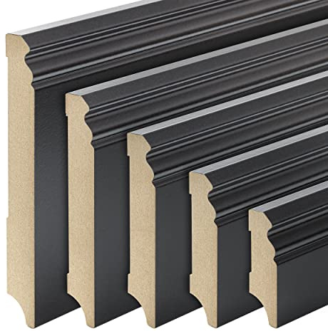 REESE - Sockelleisten - Berliner Profil - SCHWARZ MDF - 150mm - 10 Stück / 23lfm - nicht selbstklebend - 230 cm