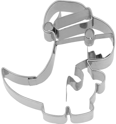 Birkmann, Keks - Ausstechform/Plätzchenform mit Innenprägung WEIHNACHTS - DINOSAURIER (8 cm/Edelstahl - Rostfrei)