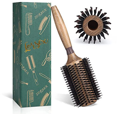 LORSEX Round Hair Brush for Women or Men Quick Blow Drying, Boar Bristle Large Round Hair Brush for Hair Styling, Drying, Curling (Retro Colored) (Inner 40mm/ Outer 70mm)