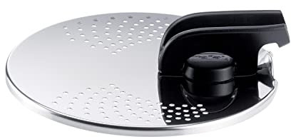 Tefal Ingenio Abtropfdeckel, Edelstahl, einfache Aufbewahrung, verschiedene Durchmesser, Ingenio, spülmaschinenfest, L9829402, Edelstahl und Schwarz, Deckel für Abtropfgitter 14-20 cm