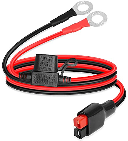GINTOOYUN 12AWG 45A Connecteur à la borne du joint torique Câble de borne DC12V / 24V 45A Connecteur à chargement torique Câble de chargement, 20A Fusible de sécurité (39,3 pouces)