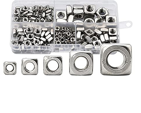 T nut 185 stücke Square Nuts Sortiment Kit Edelstahl M3 M4 M5 M6 M8 Metrische quadratische Nüsse einstellen vierseitige Nüsse