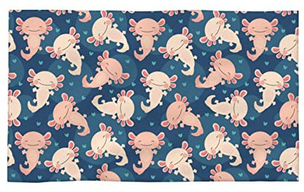 Kawaii Axolotl Handtuch 16 x 27,5 Zoll Baumwolle Handtücher weich personalisierte Muster Waschlappen für Badezimmer/Strand/Küche/Fitnessstudio/Camping/Reisen