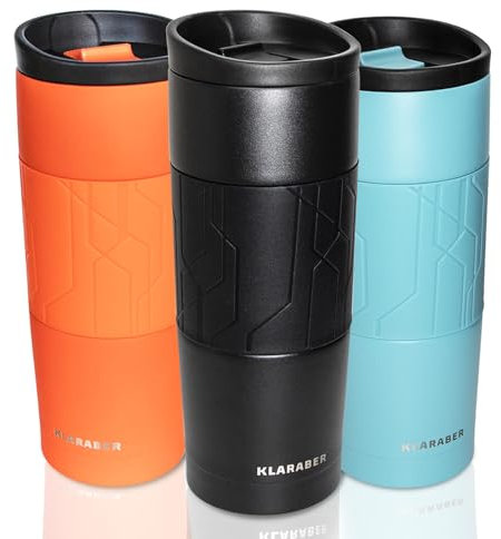 Coffee Cup Travel Mug, Insulated Travel Coffee Cup, Reusable Coffee Cups, Double Wall Stainless Steel Travel Mug for Hot & Cold Drinks, 480ml / 16oz (Black)