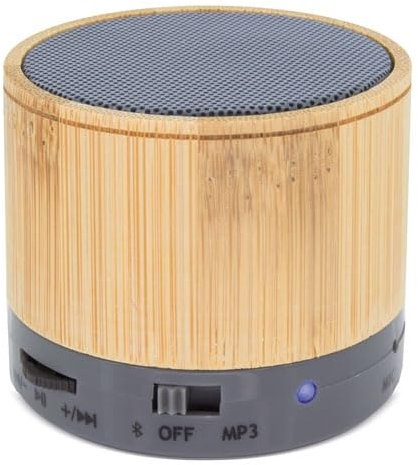 DISOK Lote 10 Mini Altavoces Bambú Bluetooth, USB, Micro USB y Cable Incluido. Detalles Hombres y jóvenes para Eventos.