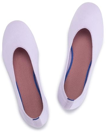 Frank Mully Ballerines Plates à Enfiler en Tricot pour Femme - Escarpins à Bout Rond, Violet, 43 EU
