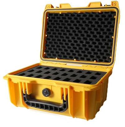Cavol AC03 Etui à Couteaux pour 24 Couteaux pliants,Etui de Rangement pour Couteaux de Poche IPX7 Waterproof Hard Case Storage Box Organizer, Collection de Couteaux pliants étui Protecteur (jaune-24)