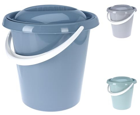 Mojawo 12 Liter Windeleimer Abfalleimer Mülleimer Mülltonne Putzeimer Eimer Deckel geruchsdicht Recycelt, Farben:Grau