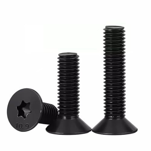 FandWay Viti a Testa Svasata con Torx, Viti a Macchina Piatta Completa Filettatura M4x8/12/16/20/25mm Viti Torx in Acciaio al Carbonio Classe 10.9 Ossido Nero Con 1 Chiavi T20 (25 per dimensione)