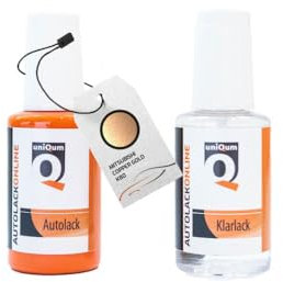 uniQum Autolack Stift + Klarlack im Vorteilsset für MITSUBISHI COPPER GOLD K80 Autolack Reparatur 2 x 30 ml