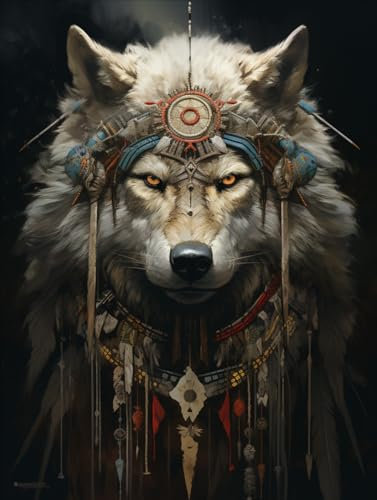 AMBATTERY Knüpfkissen Anime Wolf Tier Knüpfhaken-Set, DIY Knüpfhaken-Set, Selbst Knüpfset Für Anfänger Und Erwachsene, Ineinandergreifender Hakenteppich 31x45in