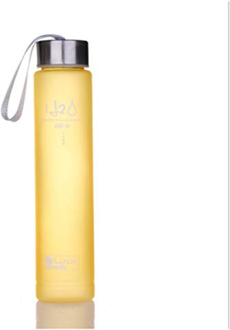 HanDuo 280ml Frosted Plastic Water Bottle Transparent Sports Couple Water Bottle Portable Leak-proof Flower Tea Cup Coffee Mug Shaker (Color : Yellow)