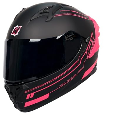 HAX Obsidian Pro Full Face Dual Visor Adult Motorcycle Helmet for Motorbike Street Bike with Pinlock Ready DOT Approved Matte Pink M