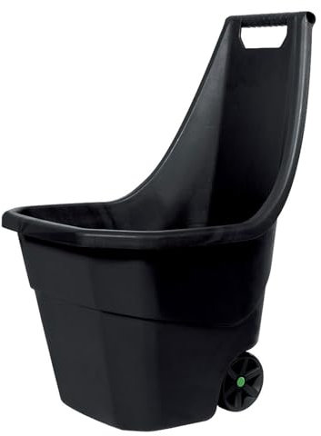 Load&Go Brouette de jardin | Capacité 55 litres | 50 x 61 x 84 cm | En plastique | Noir | Deux roues renforcées en caoutchouc | pour le transport de matériaux et de maintenance | Léger et