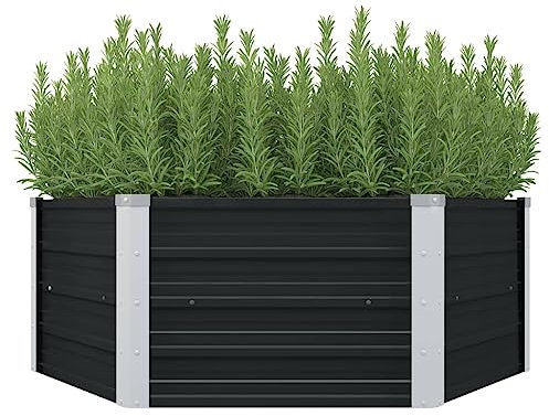FUDUGEHMIOFWFJJ pflanztopf groß XXL,untersetzer 60 cm,Hochbeet Anthrazit 129 x 129 x 45 cm Verzinkter StahlGeeignet für Garten, Terrasse, Schlafzimmer, Wohnzimmer