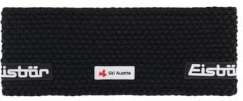 Eisbär Stirnband Damen & Herren Jamie Ski Austria Schwarz - Merino Headband Unisex - Haarband mit Fleece schützt vor Kälte und Wind - Haube weich warm atmungsaktiv aus Österreich