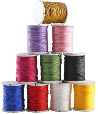 Luabue 10 Rollen Nylonfaden Nylonschnur 0.8 mm X 10 m Nylon Beading | Knotenschnur Nylonband Polyesterfaden Bunte Schnur Perlenschnur für Schmuckherstellung DIY Handwerk