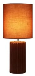 Licht-Erlebnisse Nachttischleuchte Keramik Stoff Orange Wohnzimmer Büro 51 cm groß E14 mit Schalter blendarm wohnlich gemütliche Tischlampe Modern WILRIAL