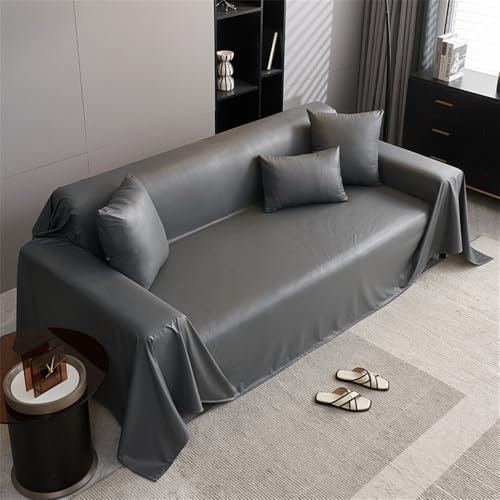 Highdi Sofadecke, 1 2 3 4 Sitzer Sofa Überwurf L Form Sofabezug PU Leder Universelle Groß rutschfeste Couch Überzug Sofa Cover Decke für sitzfläche (180x260cm,Dunkelgrau)