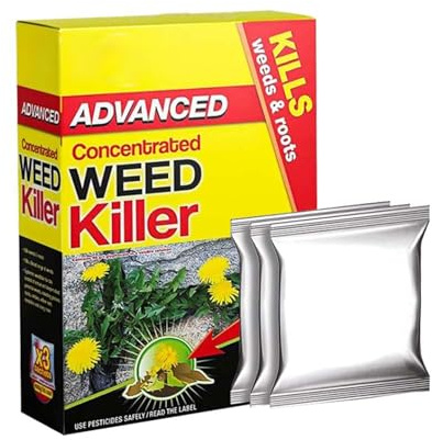 Advanced Concentrated Weedkiller 80ml x 3 Sachets Super Strength Advanced Glyphosate Weed killer Kills Weeds & Roots Pesticides Brambles Ivy Tree Stumps for Plant & Garden Protection