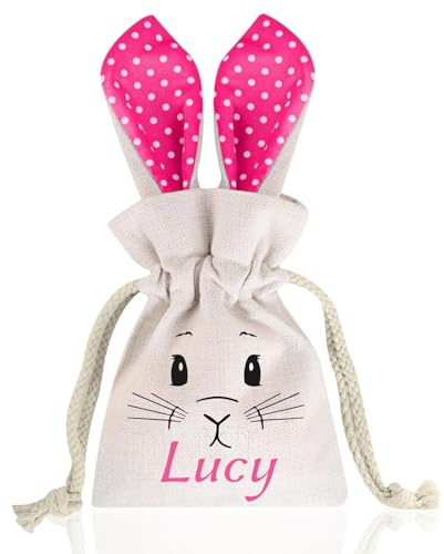 Personalisierter Ostertaschen mit Namen,personalisierte geschenke ostern,Geschenktasche Mit Hase Ohren Ostern für Jungen Mädchen,Ostertüte zum Befüllen für Ostereier, Süßigkeiten,Osterdeko