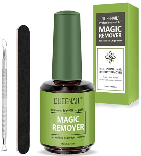 15 ml Gel Nail Polish Remover, Gel Polish Remover for Nails in 3-5 Minutes, Fast Nail Polish Remover, GelRemover with 1 Nail Polish Scraper & 1 Nail File, Easily & Quickly, Green