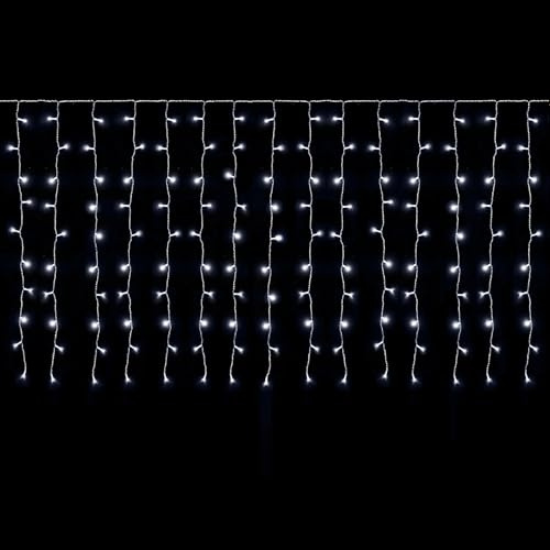 SALCAR Tenda luminosa a LED per finestre, 2 x 1 m, con 100 LED, per interni ed esterni, Natale, illuminazione natalizia sospesa con 8 modalità, timer e funzione memoria, luce bianca fredda