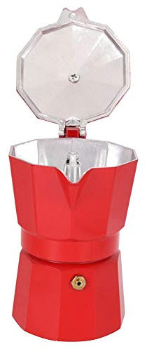 Naroote Perkolator Kaffeekanne, Kaffee -Perkolator Mocha -Topf 300 Ml 6 Tasse Kapazität Aluminium Kaffeemaschine Kleine Kaffeemaschine für Heimcampingreisen Gebrauch (Rot)