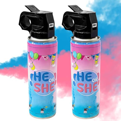 Gender Reveal Rauchbombe 2er Set, 100% Biologisch Abbaubar aus Natürlicher Maisstärke, 200g Gender Reveal Konfettikanone Spray, Partyzubehör für Jungen und Mädchen (Blau und Rosa)