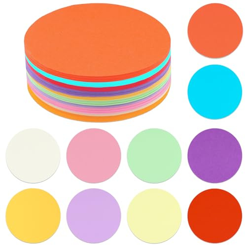 500 Blatt Origami Papier Rund 15 cm - 10 Farben Moderationskarten Rund, Faltpapier zum Basteln & Falten - Buntes Rundes Bastelpapier Set für Kinder & Erwachsene - Faltblätter Kreis
